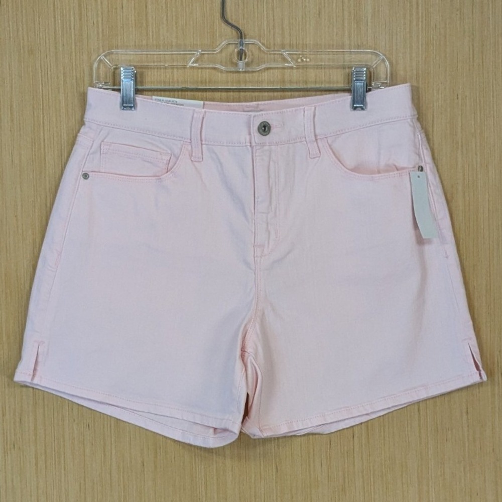 Jessica Simpson Women Pastel Pink High Rise Relaxed Fit Denim Mom Shorts Size 8